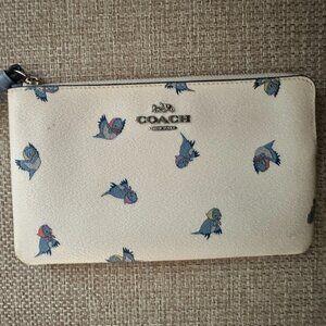 Disney X Coach Large Corner Zip Wristlet with Cinderella Flying Birds Print